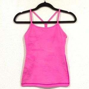 Lululemon pink racer back tank top w/ build in bra